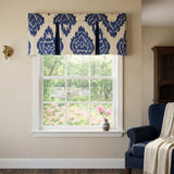 RLF Home Flame Pleated Window Valance 100% Cotton Rod Pocket 50" x 17" Blue