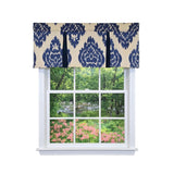 RLF Home Flame Pleated Window Valance 100% Cotton Rod Pocket 50" x 17" Blue