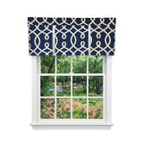 RLF Home Oblique Pleated Window Valance 100% Cotton Rod Pocket 50" x 17" Blue