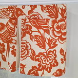 RLF Home Love Bird Pleated Window Valance 100% Cotton Rod Pocket 50" x 17" Orange