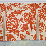 RLF Home Love Bird Pleated Window Valance 100% Cotton Rod Pocket 50" x 17" Orange