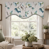 RLF Home 100% Cotton Elmina Trimmed Cornice Lined Window Valance 50" x 17" Turquoise