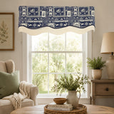 RLF Home 100% Cotton Lakewood Trimmed Glory Lined Window Valance 50" x 17" Navy