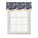 RLF Home 100% Cotton Lakewood Trimmed Glory Lined Window Valance 50" x 17" Navy