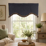 RLF Home 100% Cotton Passat Trimmed Cornice Lined Window Valance 50" x 17" Black
