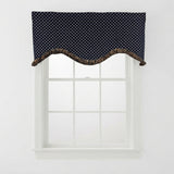 RLF Home 100% Cotton Passat Trimmed Cornice Lined Window Valance 50" x 17" Black
