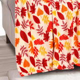 Plazatex Premium Fleece Ultra Soft & Plush Fall Autumn Leaves Hypoallergenic Fleece Throw Blanket 50" x 60" Multicolor