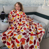 Plazatex Premium Fleece Ultra Soft & Plush Fall Autumn Leaves Hypoallergenic Fleece Throw Blanket 50" x 60" Multicolor
