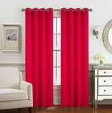 Olivia Gray Gilbert Solid Single Grommet Curtain Panel Pair - Red