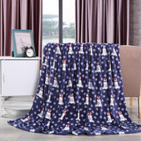 Plazatex Polar Bear Plush Decorative All Season Plum Throw Blanket 50" x 60" Navy