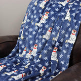 Plazatex Polar Bear Plush Decorative All Season Plum Throw Blanket 50" x 60" Navy