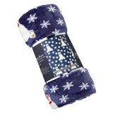 Plazatex Polar Bear Plush Decorative All Season Plum Throw Blanket 50" x 60" Navy