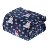Plazatex Polar Bear Plush Decorative All Season Plum Throw Blanket 50" x 60" Navy