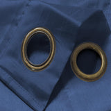 RT Designers Collection Nancy Faux Luxurious Silk Grommet Curtain Panel Navy