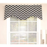 RLF Home Zig Zag Cornice  100% Cotton with Fully Lined 3" Rod Pocket Valnance for Windows 50" x 17" Black