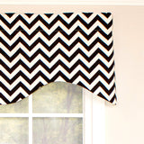 RLF Home Zig Zag Cornice  100% Cotton with Fully Lined 3" Rod Pocket Valnance for Windows 50" x 17" Black
