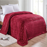 Amrani Bedcover Embossed Blanket, Soft Premium Micro Plush Queen Burgundy by Plazatex