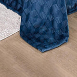 Amrani Bedcover Embossed Blanket Soft Premium Microplush Navy by Plazatex
