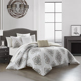 Chic Home Pacey Cotton Jacquard Comforter Set Medallion Embroidered Bedding - Sheet Set Decorative Pillows Shams Included - 9 Piece - Beige