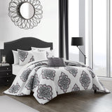 Chic Home Pacey Cotton Jacquard Comforter Set Medallion Embroidered Bedding - Sheet Set Decorative Pillows Shams Included - 9 Piece - Grey