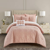 Chic Home Adaline Comforter Set Embroidered Design Bedding - Decorative Pillows Shams Included - 5 Piece - Blush