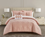 Chic Home Adaline Comforter Set Embroidered Design Bed In A Bag - Decorative Pillows Shams Included - 9 Piece - Blush