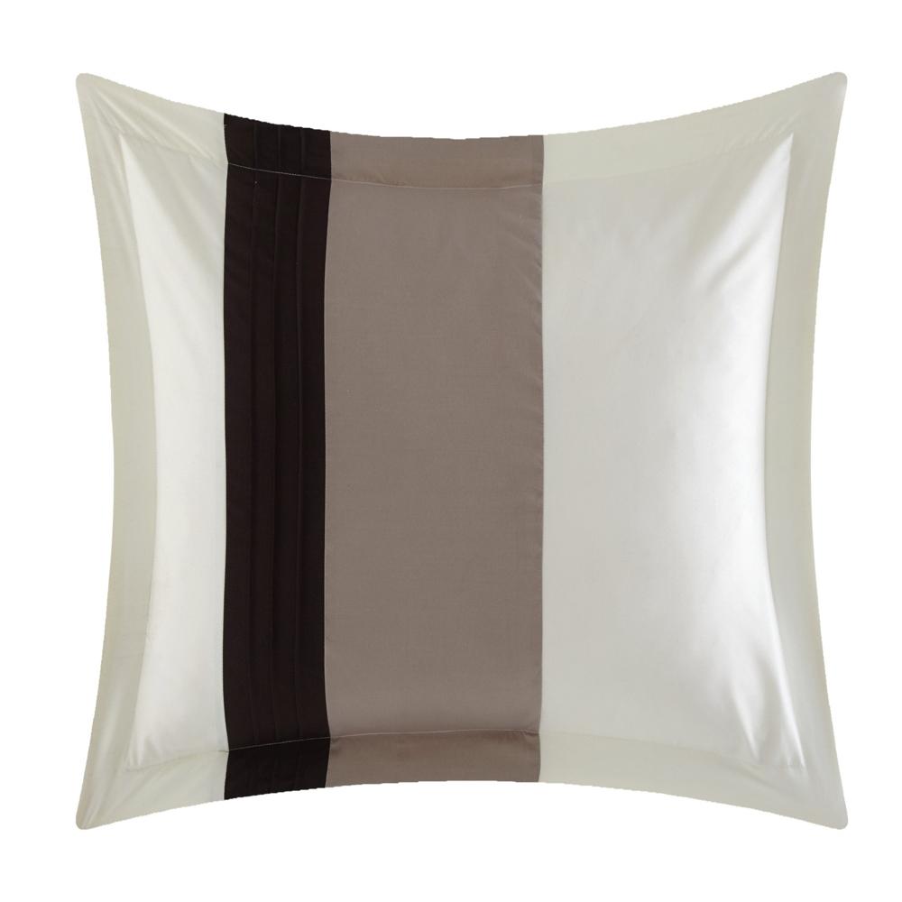 Chic Home Moriarty Elegant Color Block Ruffled BIB Soft Microfiber Sheets 10 Pieces Comforter Decorative Pillows & Shams Beige