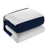 Chic Home Moriarty Elegant Color Block Ruffled BIB Soft Microfiber Sheets 10 Pieces Comforter Decorative Pillows & Shams Navy