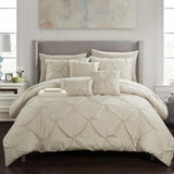 Chic Home Mycroft Pinch Pleated Ruffled Bed In A Bag Soft Microfiber Sheets 10 Pieces Comforter Decorative Pillows & Shams Taupe