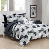Chic Home Millennia 8 Piece Reversible Comforter Set Patchwork Bohemian Paisley Print Design Bed in a Bag Black