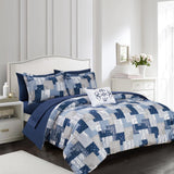 Chic Home Millennia 8 Piece Reversible Comforter Set Patchwork Bohemian Paisley Print Design Bed in a Bag Blue