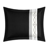 Chic Home Dirch Block Geometric Embroidered BIB Sheet Set 20 Pieces Comforter Pillowcases Window Treatments Decorative Pillows & Shams Black
