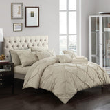 Chic Home Mycroft Pinch Pleated Ruffled Bed In A Bag Soft Microfiber Sheets 10 Pieces Comforter Decorative Pillows & Shams Taupe