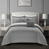 Chic Home Emery Comforter Set Casual Country Chic Pleated Bed in a Bag - Sheet Set Decorative Pillows Shams Included - Grey