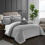 Chic Home Emery Comforter Set Casual Country Chic Pleated Bed in a Bag - Sheet Set Decorative Pillows Shams Included - Grey