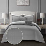 Chic Home Emery Comforter Set Casual Country Chic Pleated Bed in a Bag - Sheet Set Decorative Pillows Shams Included - Grey