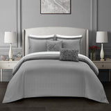 Chic Home Emery Comforter Set Casual Country Chic Pleated Bedding - Decorative Pillows Shams Included - Grey