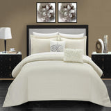Chic Home Emery Comforter Set Casual Country Chic Pleated Bedding - Decorative Pillows Shams Included - Beige