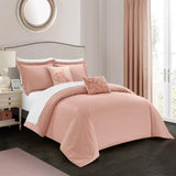 Chic Home Emery Comforter Set Casual Country Chic Pleated Bedding - Decorative Pillows Shams Included - Blush