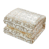 Chic Home Shefield Comforter Set Geometric Gold Tone Metallic Lattice Pattern Print Bedding - Decorative Pillows Shams Included - Beige