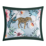 Chic Home Myrina Reversible Comforter Set Tropical Floral Leopard Print Bedding - Decorative Pillows Shams Included - Blue