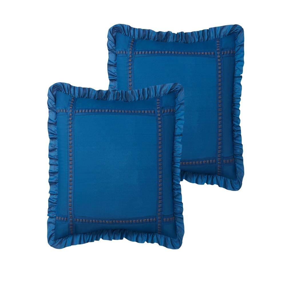 Chic Home Yvette Comforter Set Ruffled Pleated Flange Border Design Bedding Blue