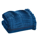 Chic Home Yvette Comforter Set Ruffled Pleated Flange Border Design Bedding Blue