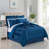 Chic Home Yvette Comforter Set Ruffled Pleated Flange Border Design Bedding Blue