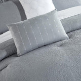 Chic Home Kensley Comforter Set Washed Crinkle Ruffled Flange Border Design Bedding Grey