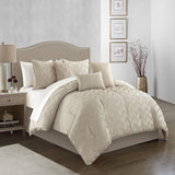 Chic Home Meredith Comforter Set Plush Ribbed Chevron Design Bedding Beige