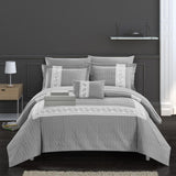 Chic Home Borrego Hexagon Embossed Paisley Border Design Hotel Collection BIB Decorative 8/6 Pieces Comforter Sheet Pillow & Shams Set Grey