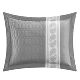 Chic Home Borrego Hexagon Embossed Paisley Border Design Hotel Collection BIB Decorative 8/6 Pieces Comforter Sheet Pillow & Shams Set Grey