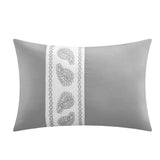 Chic Home Borrego Hexagon Embossed Paisley Border Design Hotel Collection BIB Decorative 8/6 Pieces Comforter Sheet Pillow & Shams Set Grey