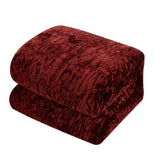 Chic Home Alianna Comforter Set Crinkle Crushed Velvet Bed In A Bag - Sheet Set Decorative Pillow Shams Included - Burgundy